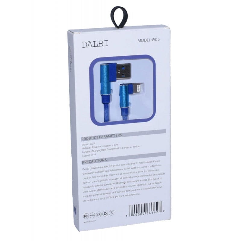 USB Data Cable - iPhone Lighting with 90-Degree Elbow, Blue, 1m