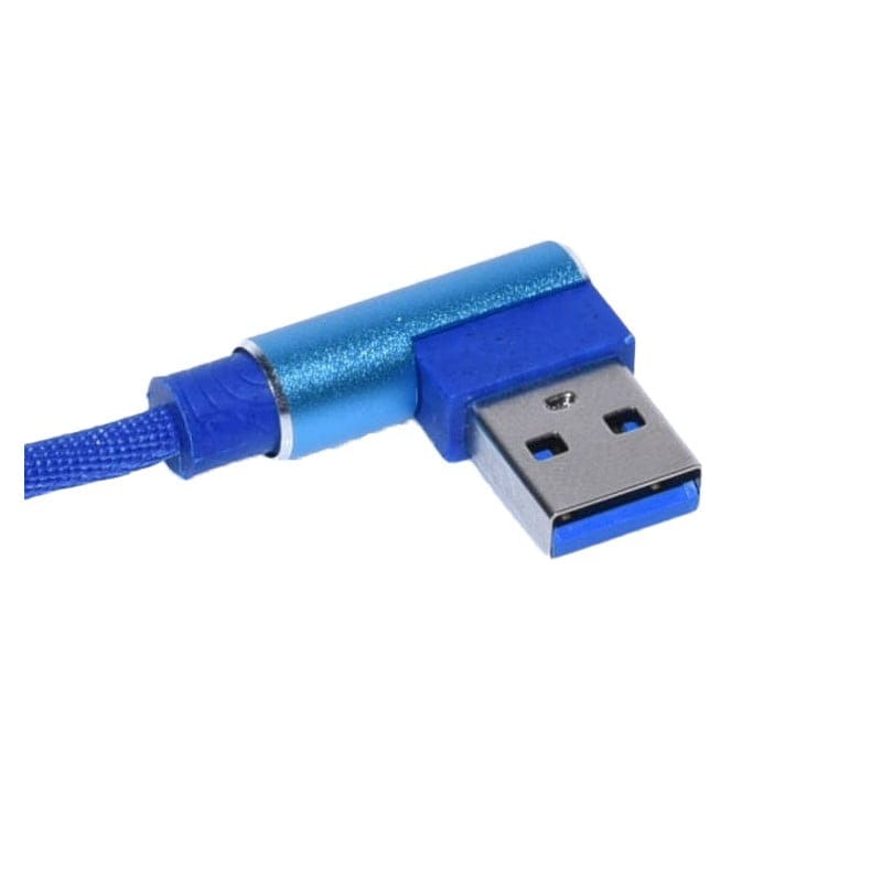 USB Data Cable - iPhone Lighting with 90-Degree Elbow, Blue, 1m