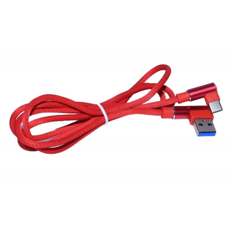 USB – Type-C Data Cable with 90-Degree Elbow, Red, 1m