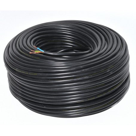 Electric Cable 3x1.5mm, MYYM, Stranded (Black), 100m Roll
