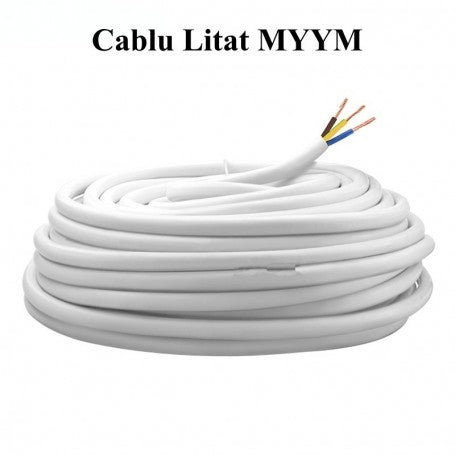 Stranded Electric Cable, MYYM, White, 3x1mm, 100m Roll