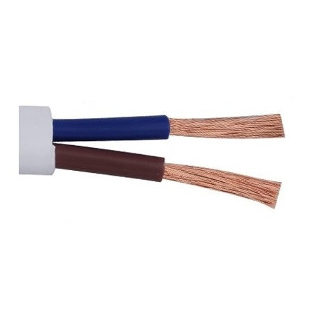 Flat Electric Cable, White, 2x0.5mm, MYYUP, 100m Roll