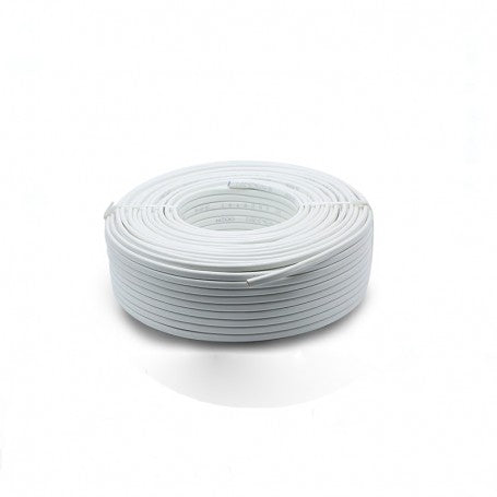 Flat Electrical Cable, White, 2x0.75mm, MYYUP, 100m Roll