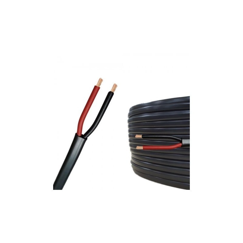 Flat Electric Cable, Black, 2x1mm, MYYUP, 100m Roll