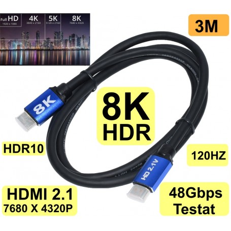 HDMI HDTV 8K 2.1V Cable, 3M, Green/Black, ElectroAZ