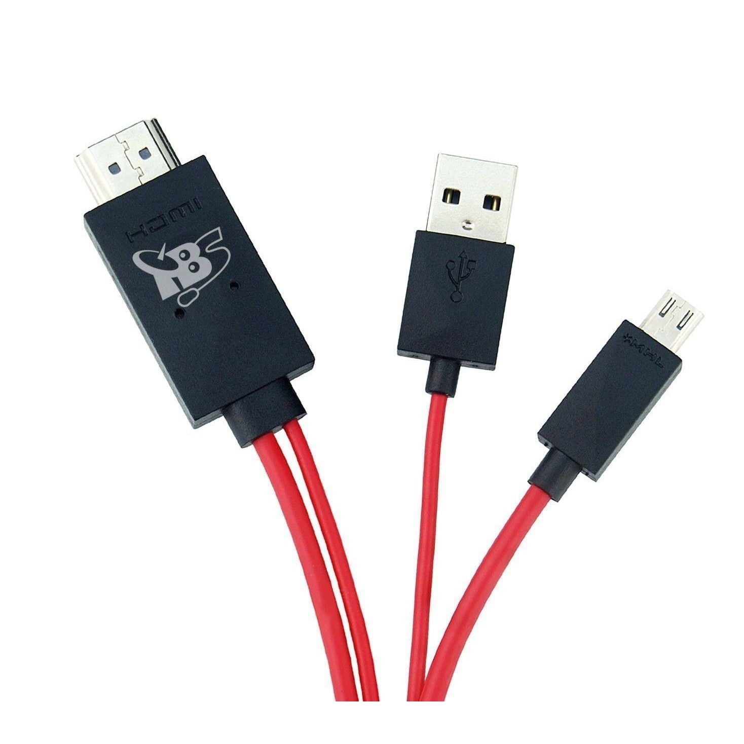HDMI Cable TV FullHD MHL Micro USB S5 S4 S3 black-red
