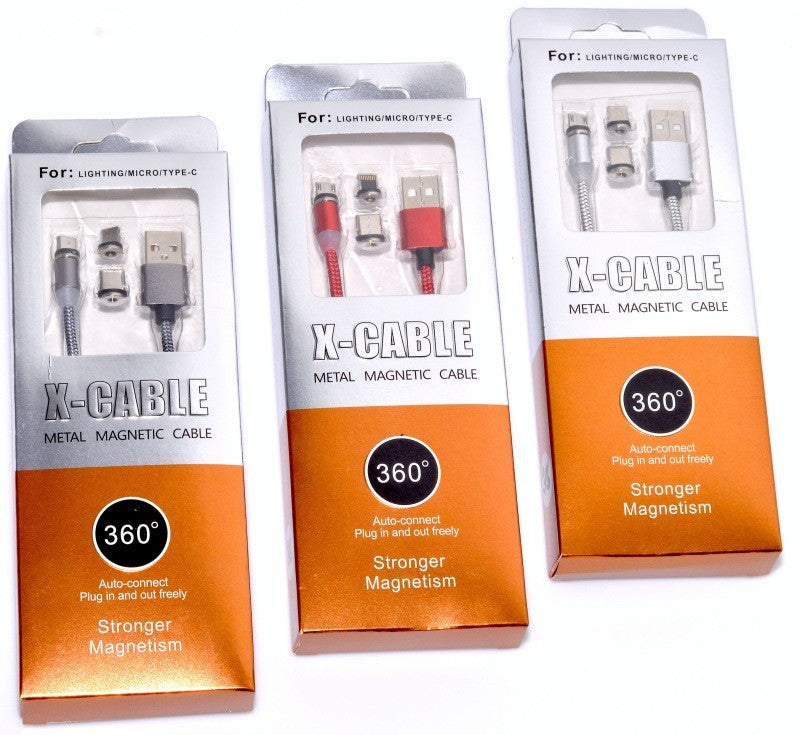 Magnetic Charging Cable for iPhone/Type-C/Micro-USB, 3 Plugs included