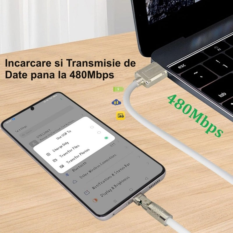 Super Fast 120W USB Type C Cable - White/Black CA-8833