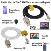 Super Fast 120W USB Type C Cable - White/Black CA-8833
