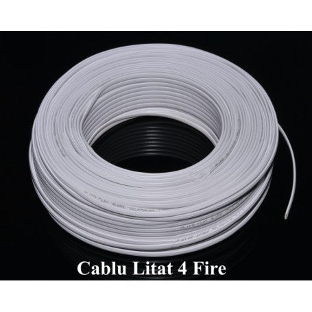 White Telephone Cable, 4-Wire, 100m/Roll