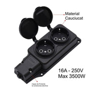 2-Socket Extension Lead Head with Rubber Cover, 3500W