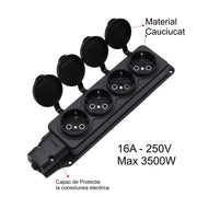 4-Socket Extension Cord Head with Rubber Cover, 3500W