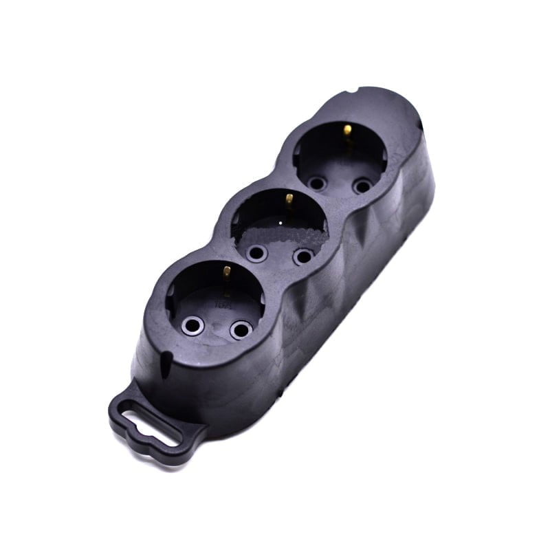Professional Extension Cable, 3 Schuko Sockets, Rubberized, Grounded, with Circuit Breaker