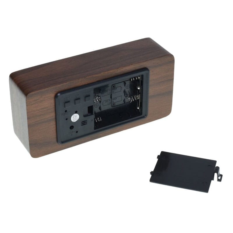 Brown Wooden Digital Clock with White LED