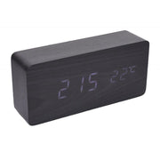 Black Wooden Digital Clock with White LED