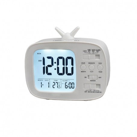 GH-180 White Digital Retro TV Clock