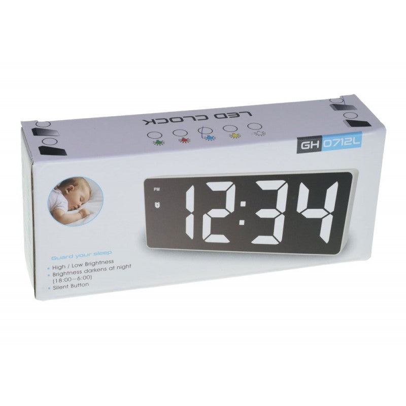 Blue LED Mirror Clock with Alarm