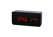 Black Wooden Digital Clock, Red LED