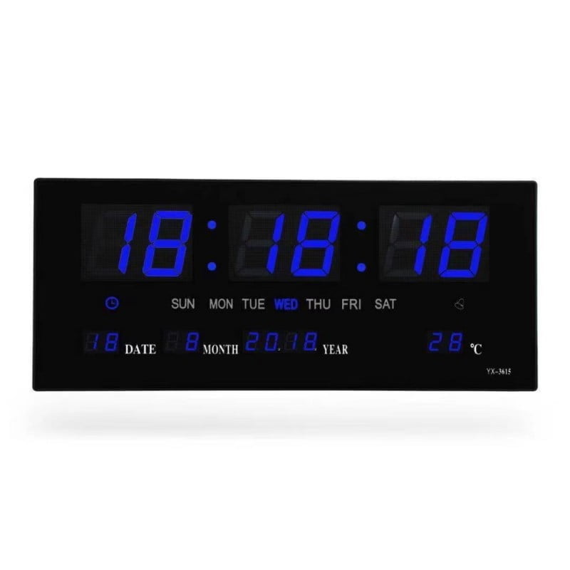 Blue LED Digital Clock 3615D, Alarm
