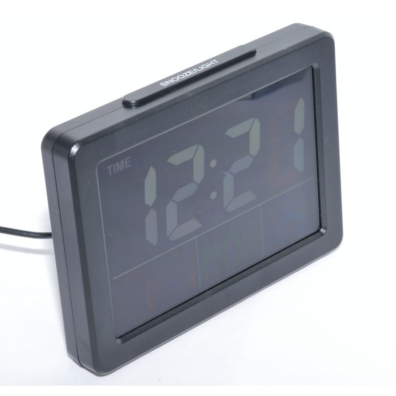 Electronic LCD Clock, Alarm, Black
