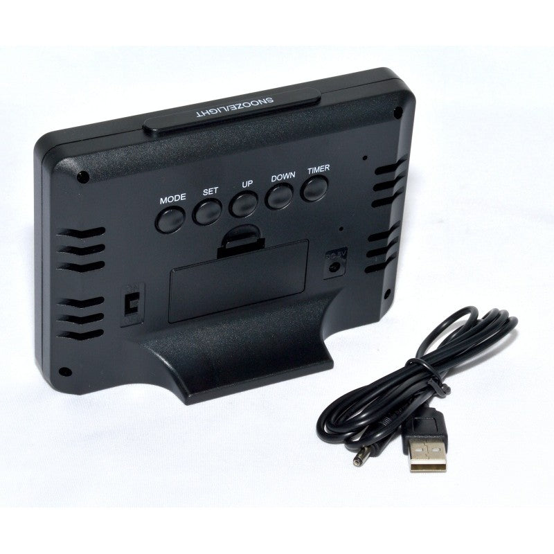 Electronic LCD Clock, Alarm, Black