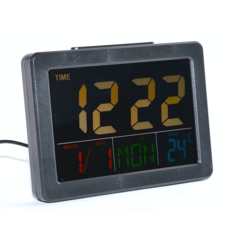 Electronic LCD Clock, Alarm, Black