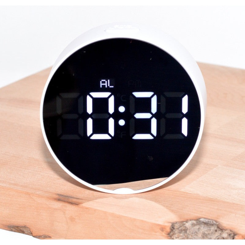 Digital Round Clock, Modern, White LED