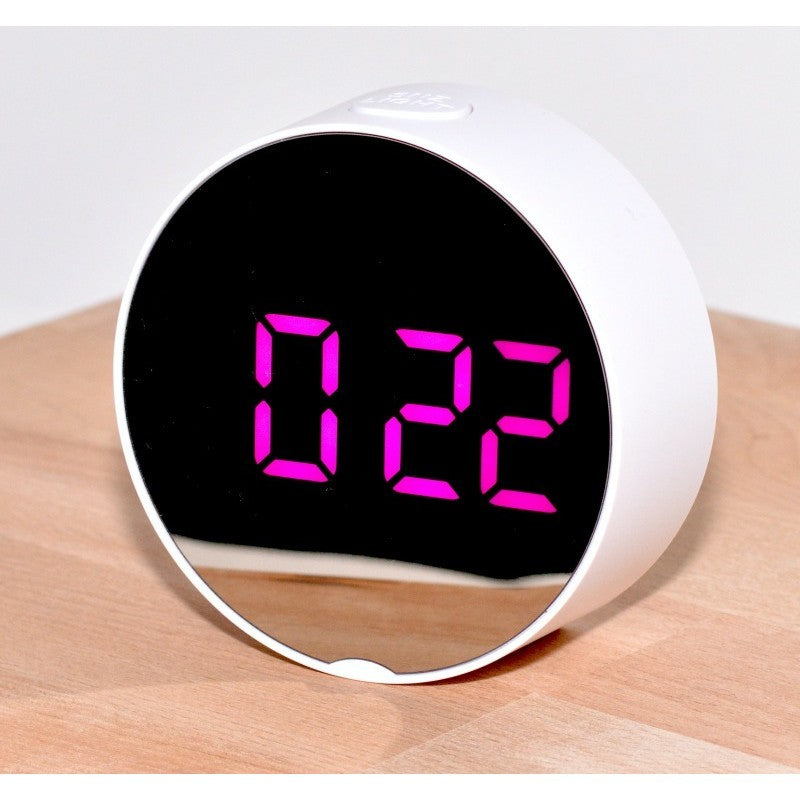 DT-6505 Round Mirror Purple LED Clock