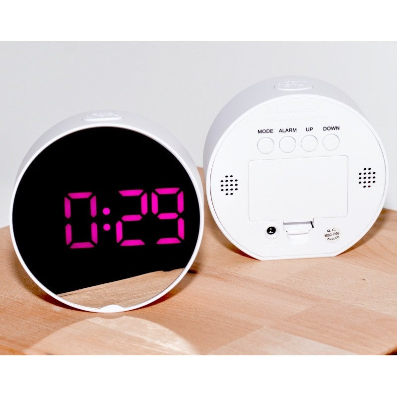 DT-6505 Round Mirror Purple LED Clock