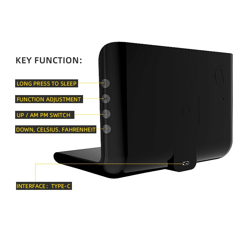 Black Clock Wireless Charging and Data