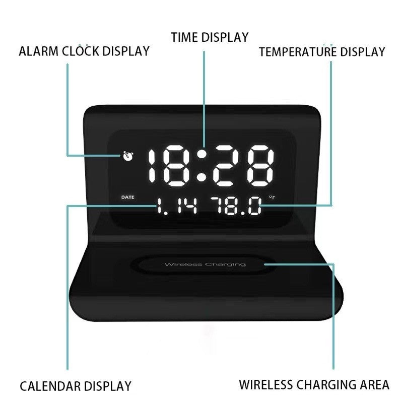 Black Clock Wireless Charging and Data
