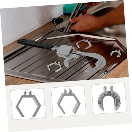 Adjustable Plumber's Wrench with 3 Heads