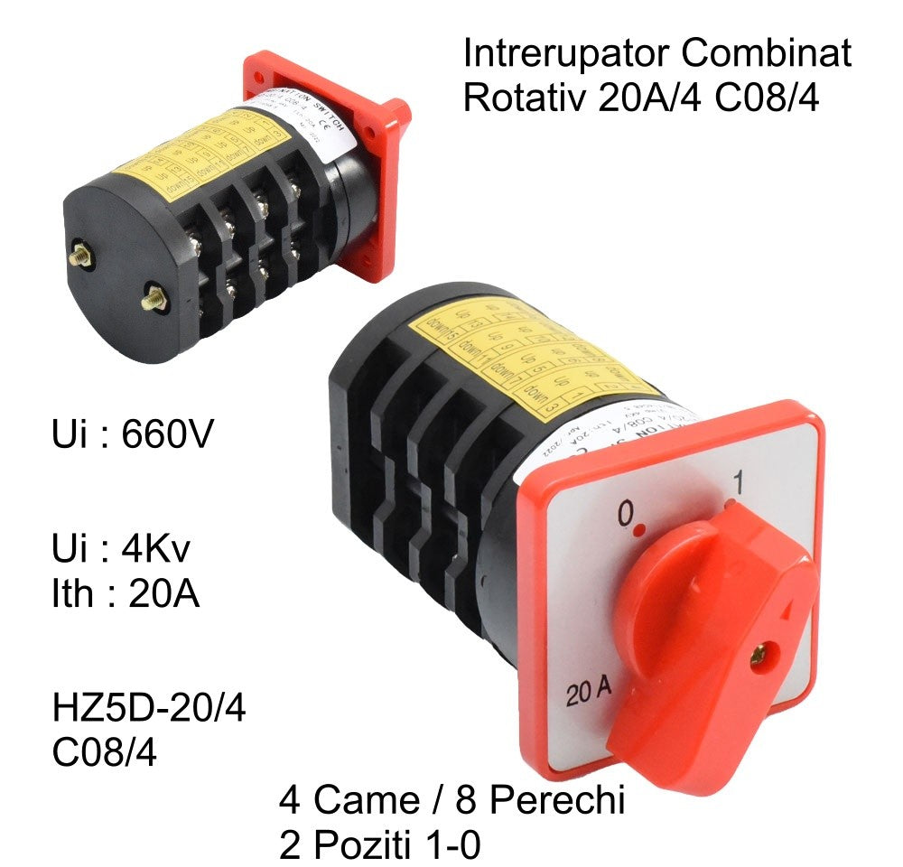Rotary Switch 4 Cams 1-0 / 20A - C08/4