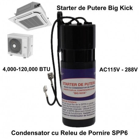 Start Capacitor with Start Relay, AC-SPP6 Air Conditioner Starter / 4000-120000BTU