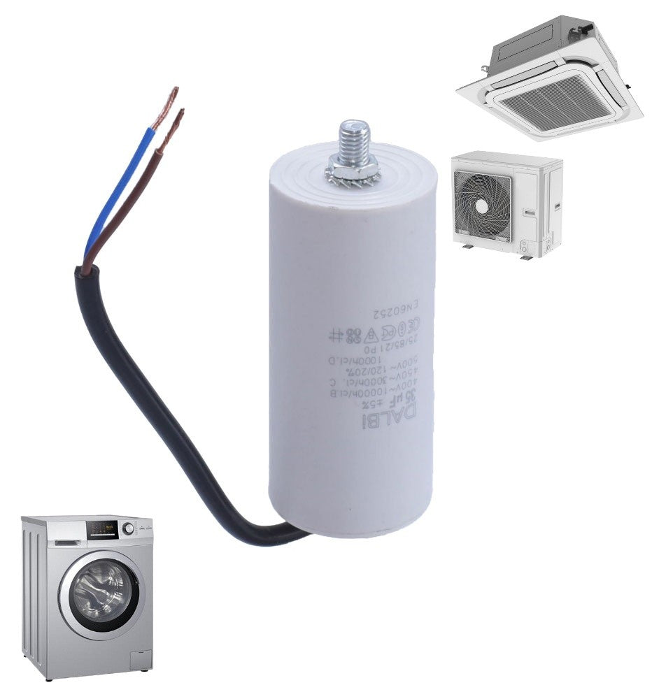 Motor Capacitor with Screw and Wires - 35uf / 450V