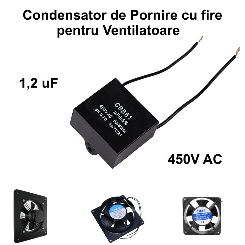 Motor Start Capacitor with Wires / 1.2µF 450V