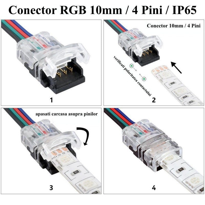 10mm LED Strip Connector, 4-Pin, 4-Wire
