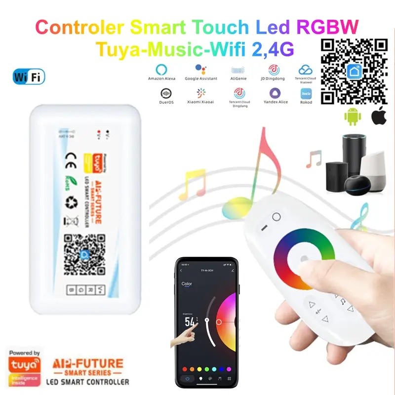 Smart Touch LED RGBW Controller, Tuya-Music-Wifi 2.4G