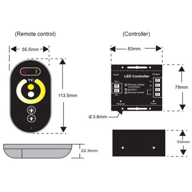 Monochrome LED Controller, Touch, 12V/24V