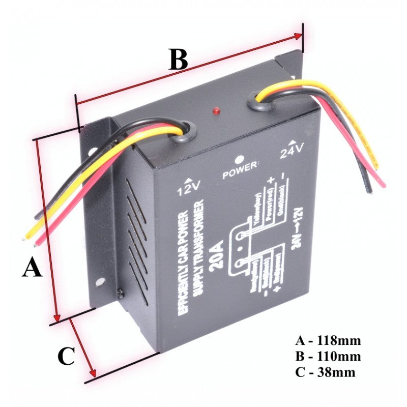 Car Voltage Converter for 24V-12V DC, 20A
