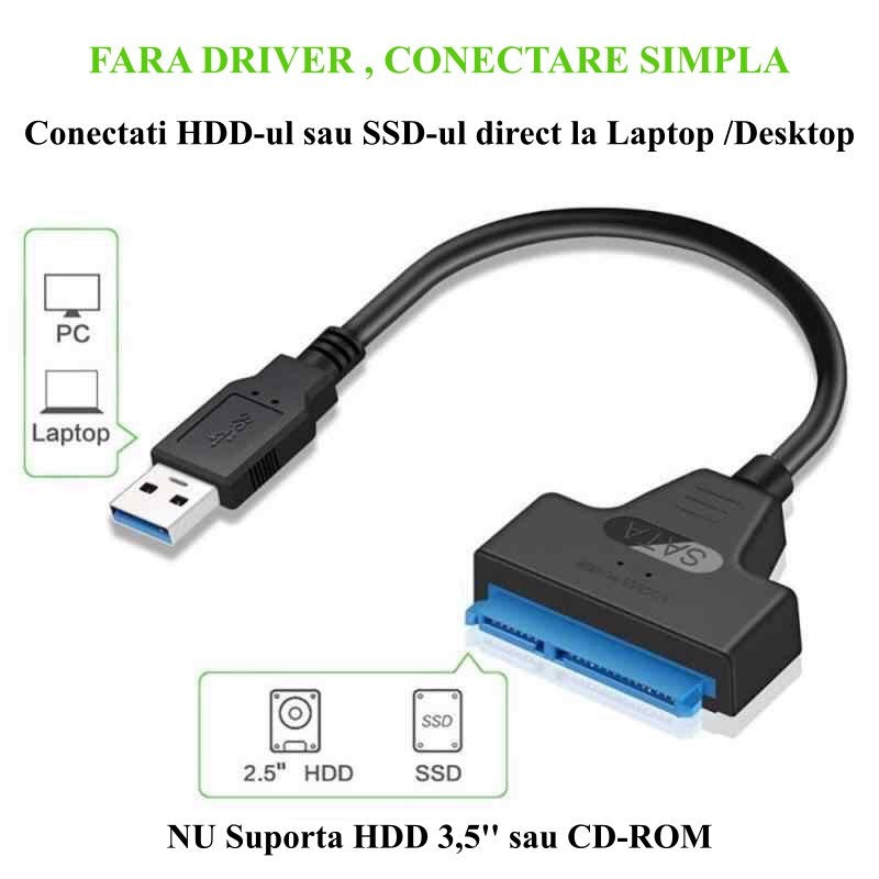 Hard Disk Converter USB 3.0 to SATA 4TB, 130mm, ElectroAZ