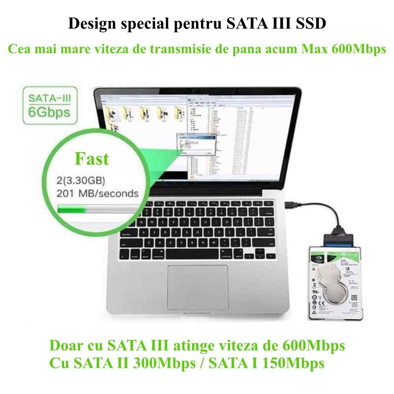 Hard Disk Converter USB 3.0 to SATA 4TB, 130mm, ElectroAZ