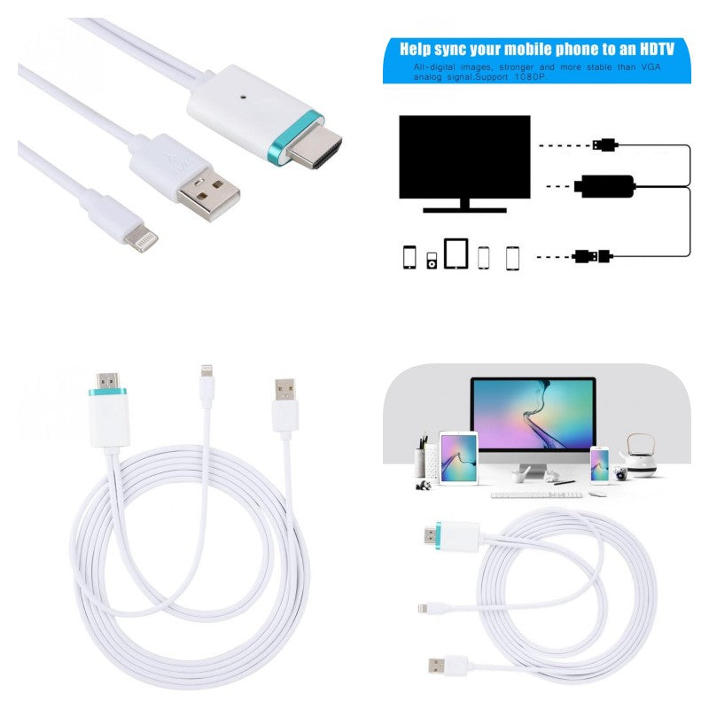 MHL Cable KIT Converter iPhone HDTV Video 1920x1080, 30p