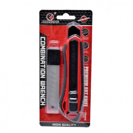 Professional Ergonomic Cutter with 18mm Black Blade and Spare