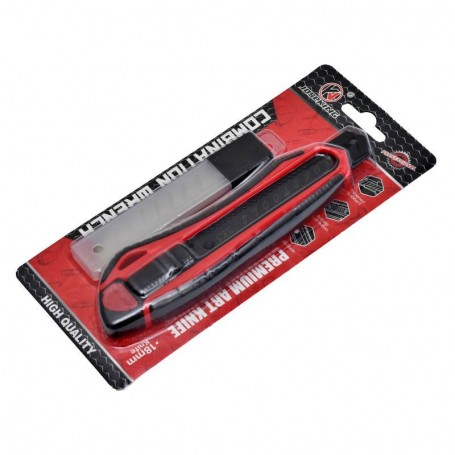 Professional Ergonomic Cutter with 18mm Black Blade and Spare