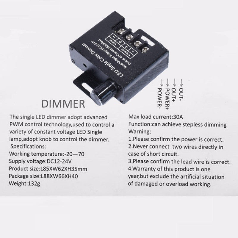 Single Color LED Dimmer 12-24V/30A