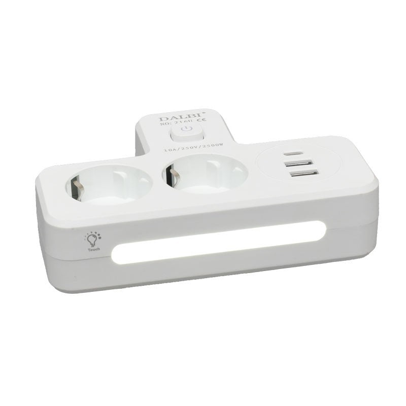 Multifunctional Dual Socket with 2 x USB QC3.0 - 1PD 20W and Night Light