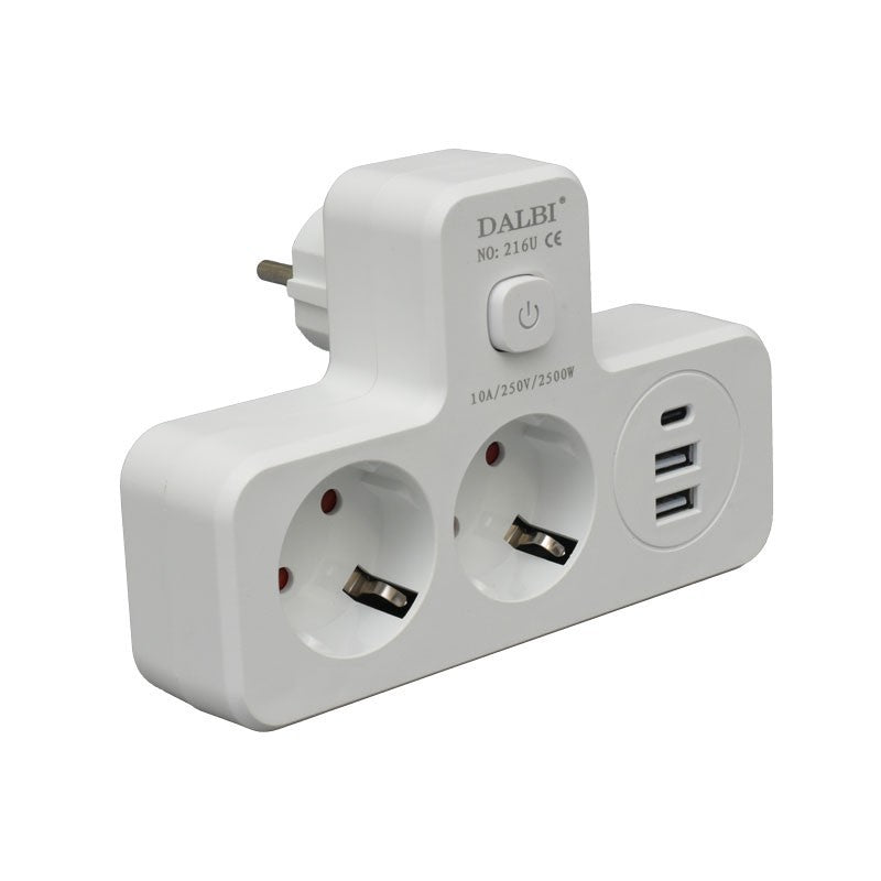 Multifunctional Dual Socket with 2 x USB QC3.0 - 1PD 20W and Night Light
