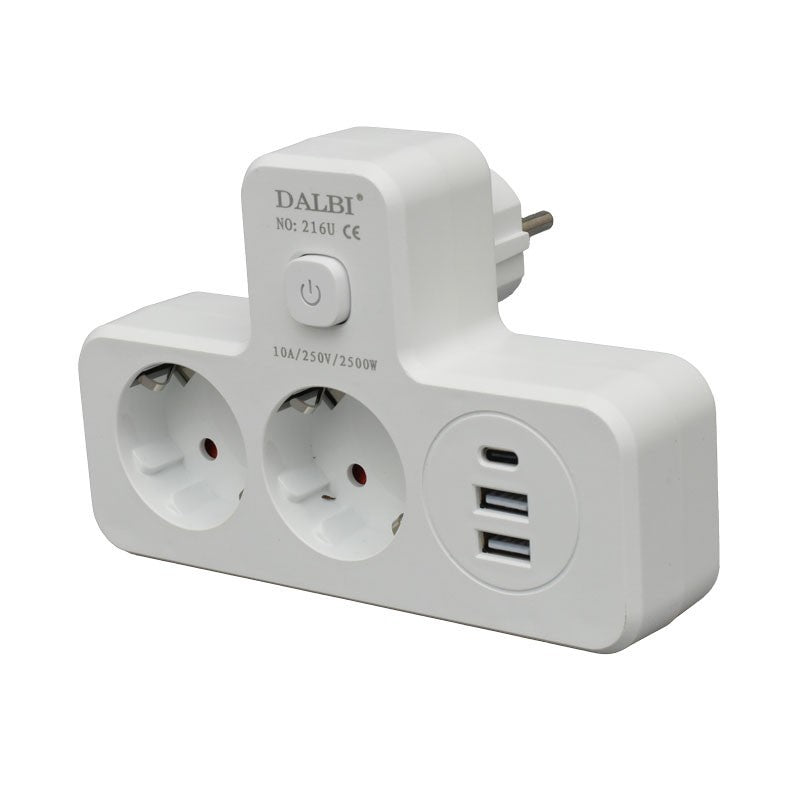 Multifunctional Dual Socket with 2 x USB QC3.0 - 1PD 20W and Night Light