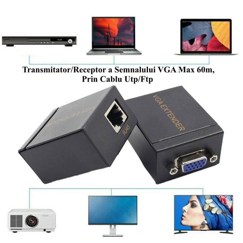 VGA Extender 60m over Utp/Ftp Cable